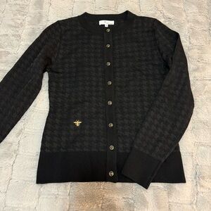 Dior Black Houndstooth Button-Up Blazer